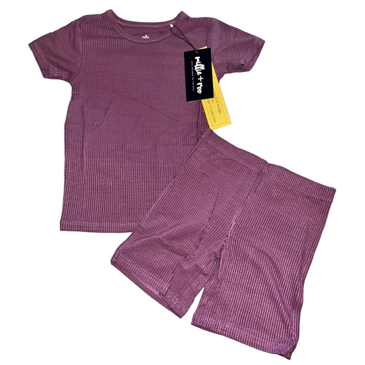 Plum Ribbed Shorts Set