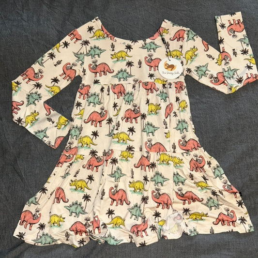 Prehistoric Long Sleeve Twirl Dress