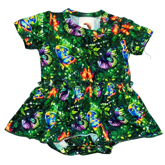 Green Butterfly Bodysuit Twirl Dress