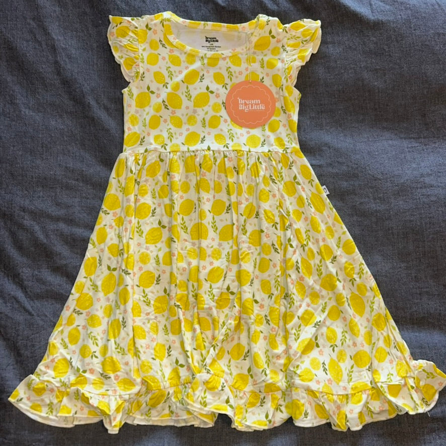 Lemon Blossoms Short Sleeve Twirl Dress