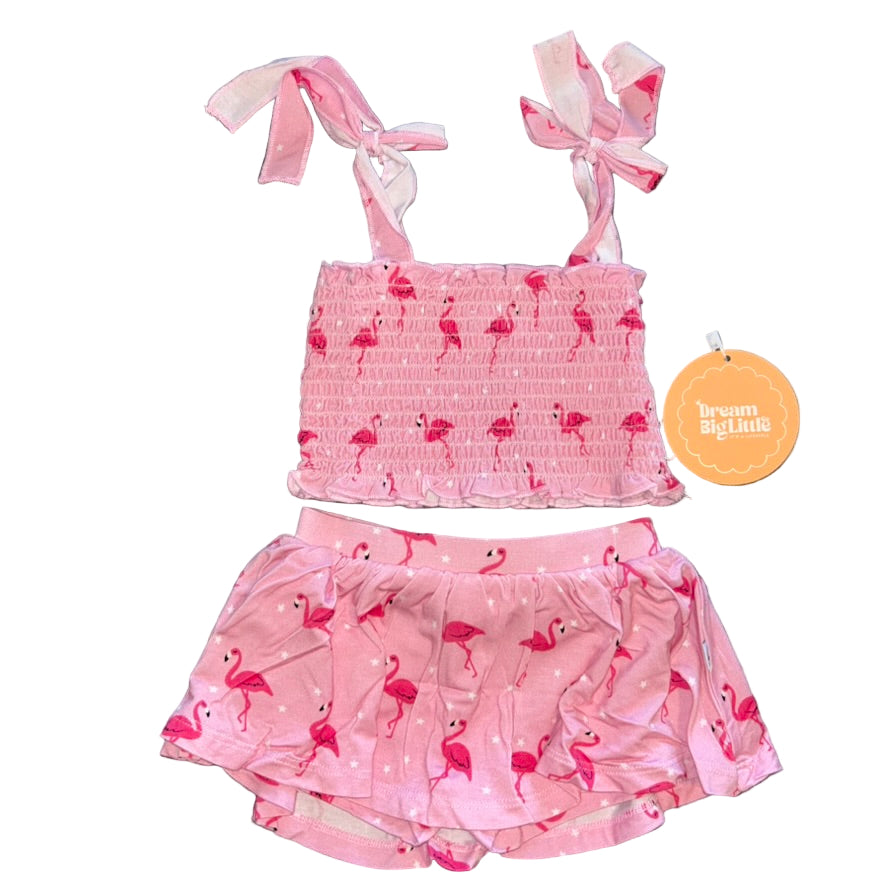 Flocking Flamingos Smocked Skort Set