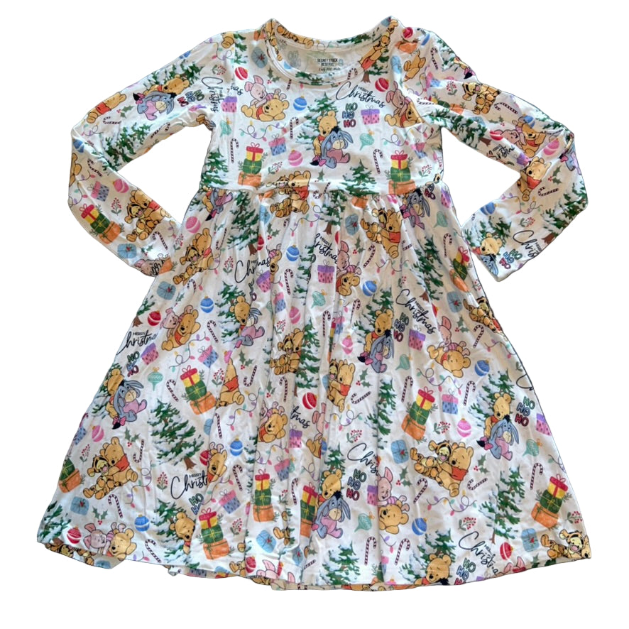 Hunny Bear Christmas Long Sleeve Twirl Dress
