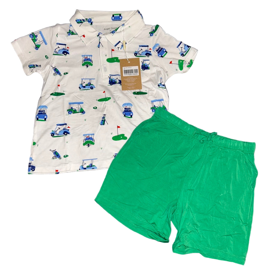 Vintage Golf Carts - Blue Polo and Shorts Set
