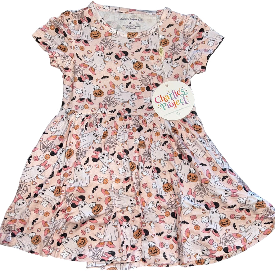 Mini Ghosts Short Sleeve Twirl Dress
