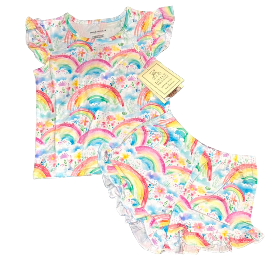 Summer Rainbows Flutter Sleeve and Shorts Set
