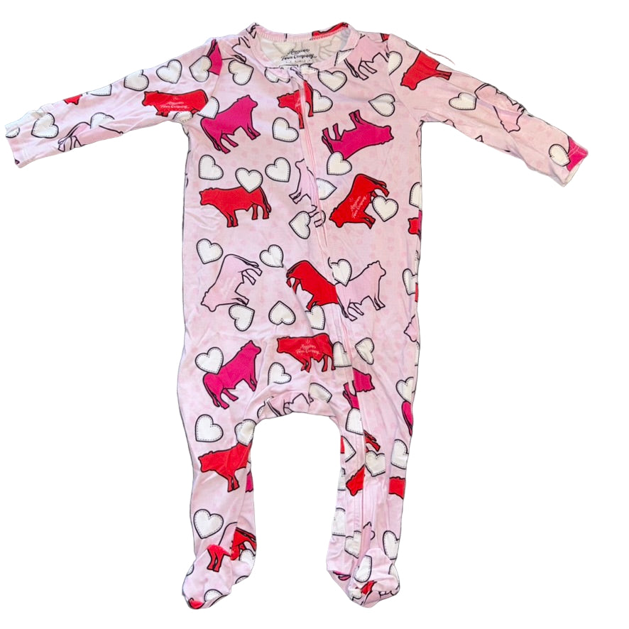 Valentines Cow Footie