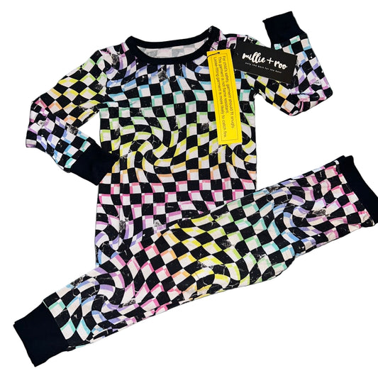 Neon Dizzy Check Long Sleeve Set