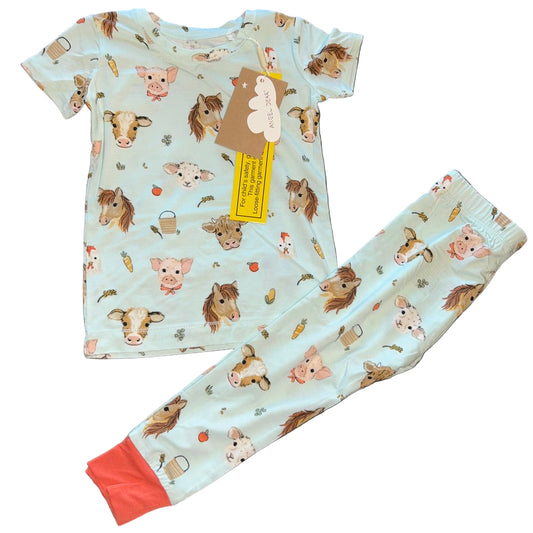 Vintage Animal Faces - Blue Short Sleeve Set