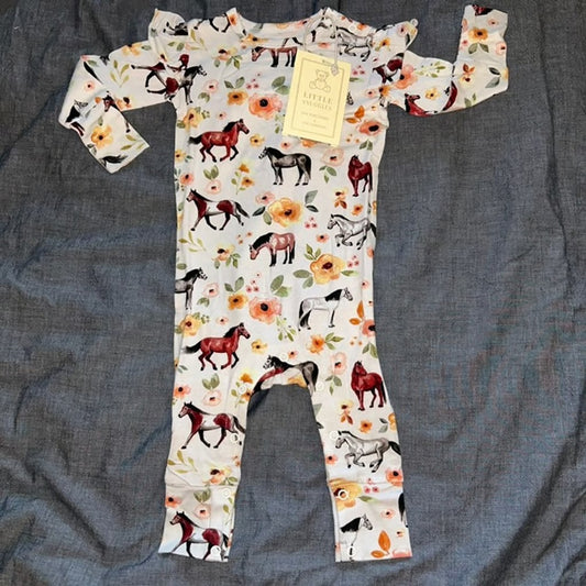 Golden Horses Button Romper