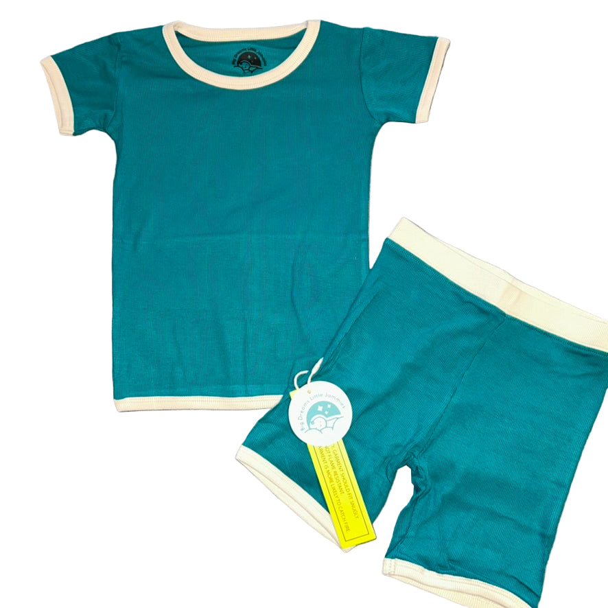 The Real Teal Ribbed Shorts Set