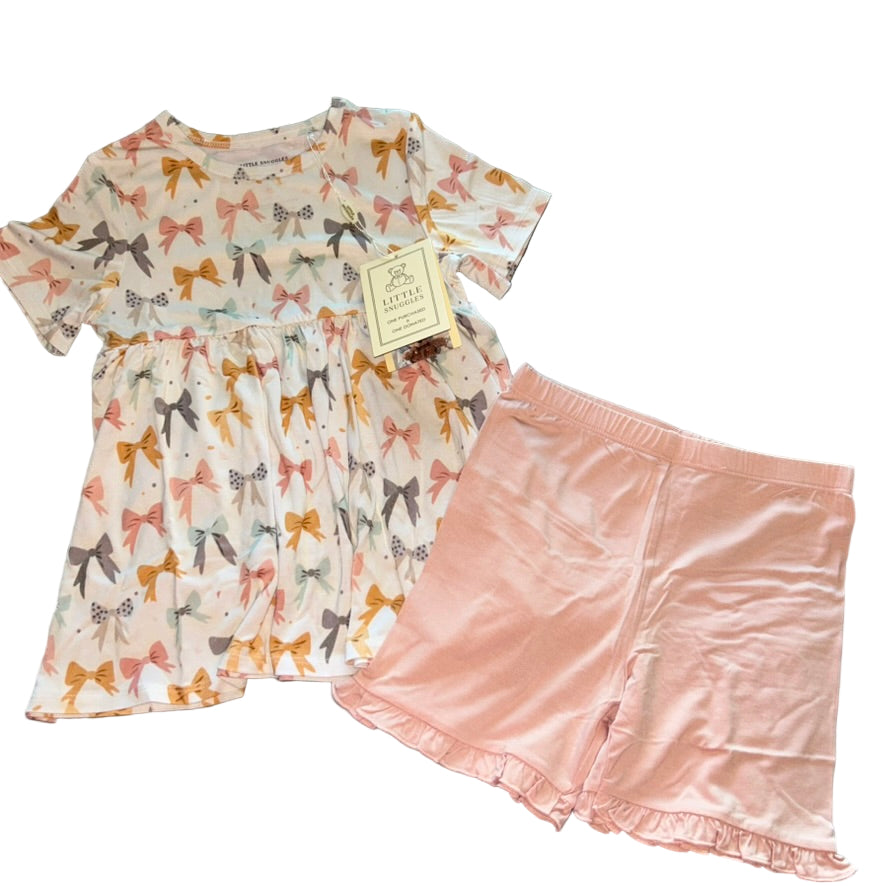 Blooming Bows Peplum Top and Shorts Set