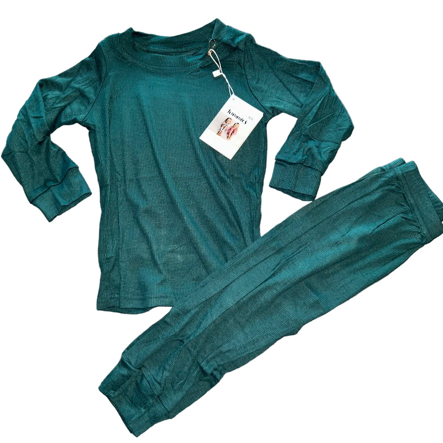 Ribbed Forest Green Long Sleeve Set