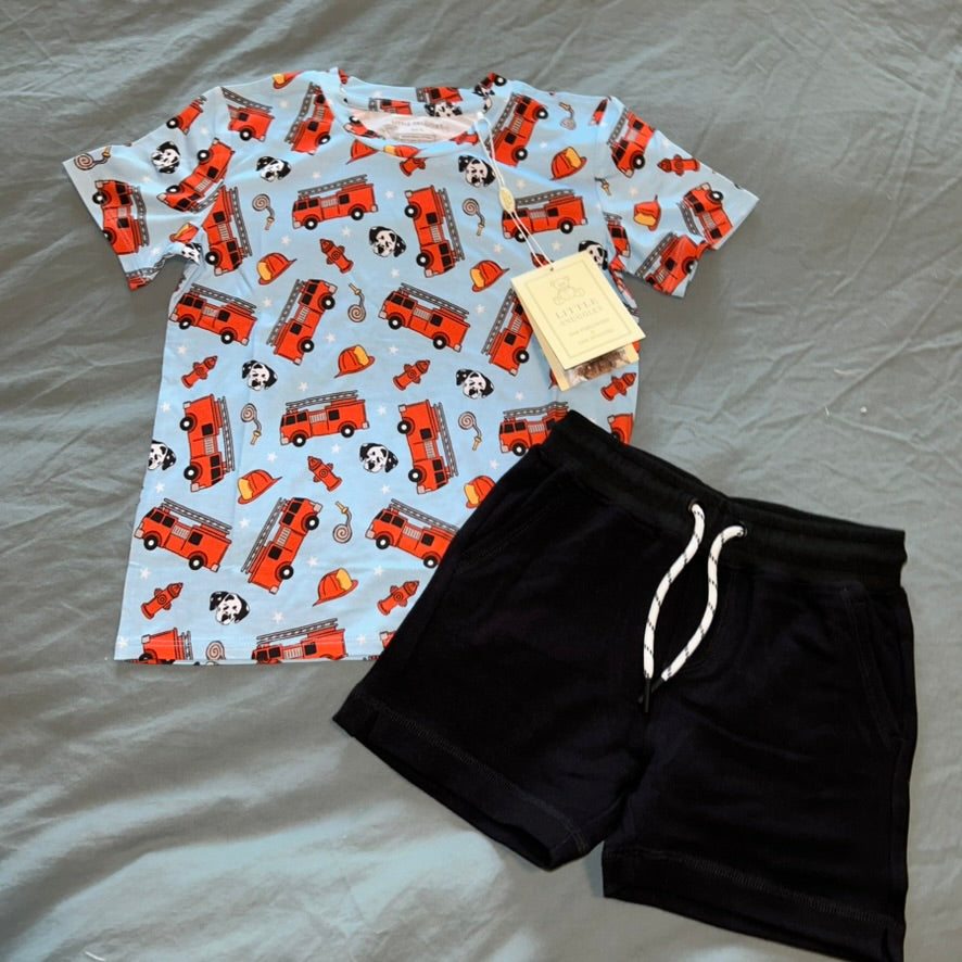 Big Red Fire Truck Daywear Shorts Set