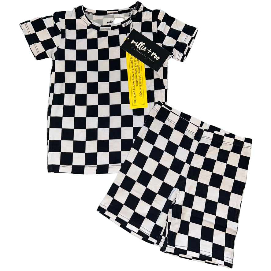 B+W Check Shorts Set