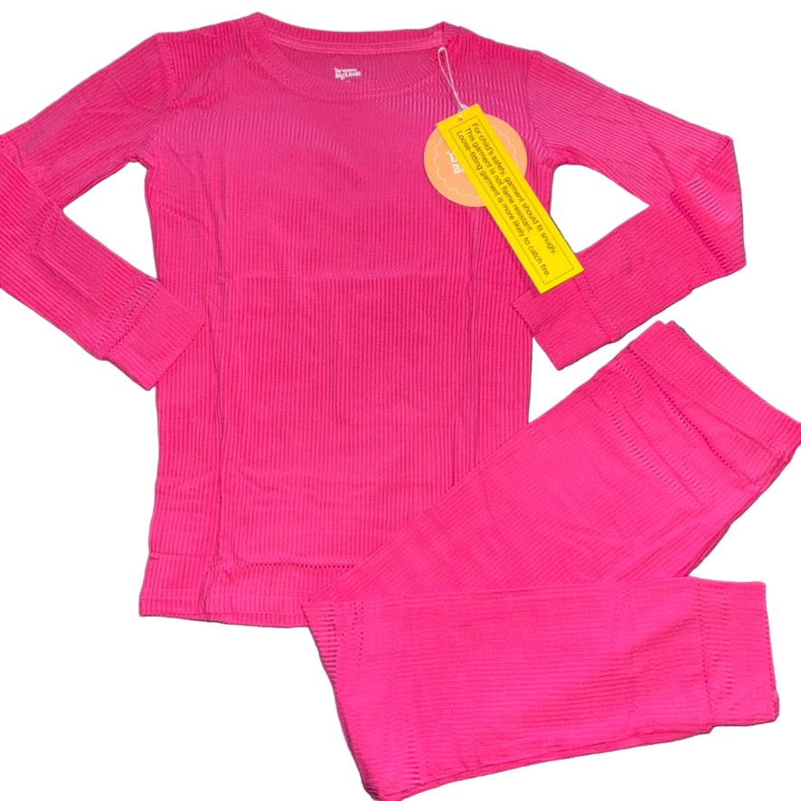 Hot Pink Ribbed Long Sleeve Set
