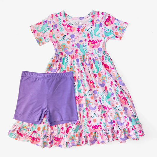 Mermaid Cove Short Sleeve Twirl Dress