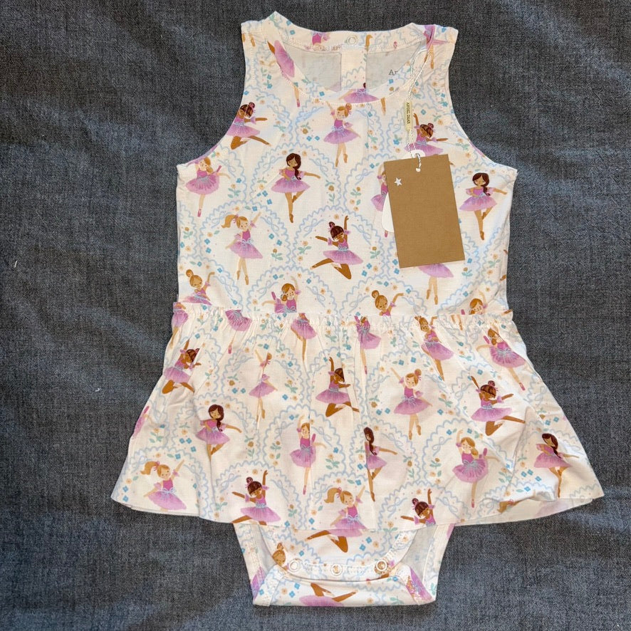 Bow Ballerinas Sleeveless Skirted Bodysuit
