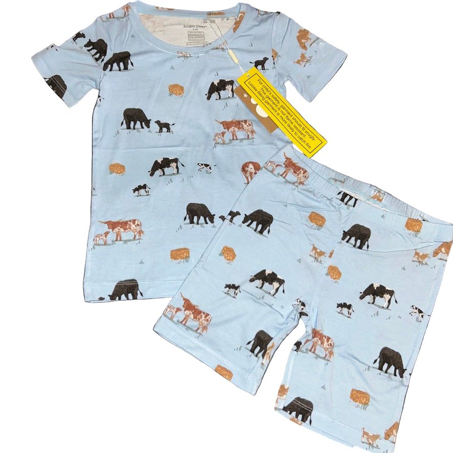 Cow Families - Blue Shorts Set