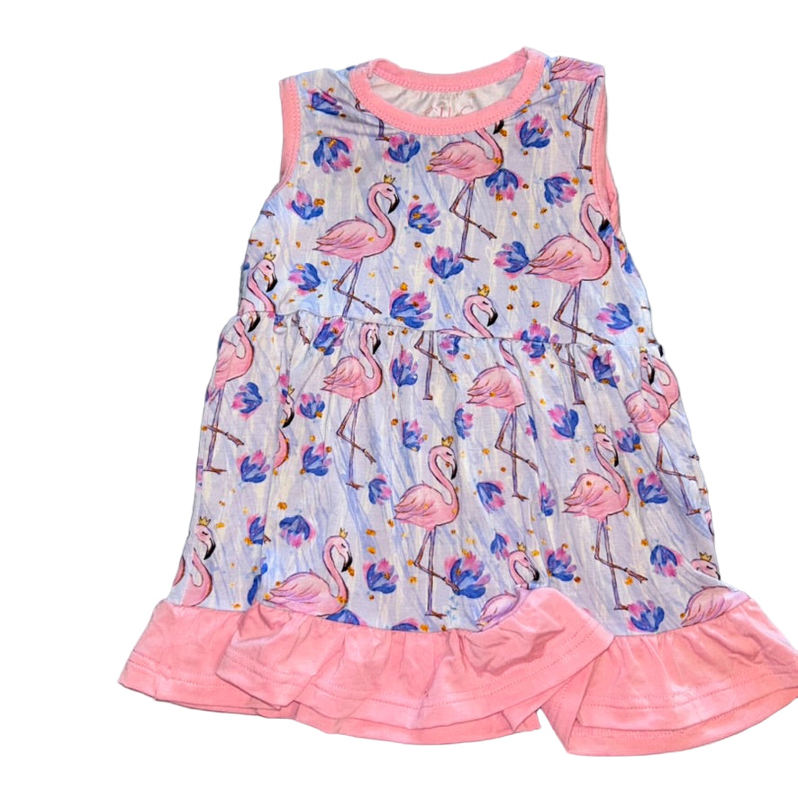 Flamingo Custom Made Sleeveless Twirl Dress