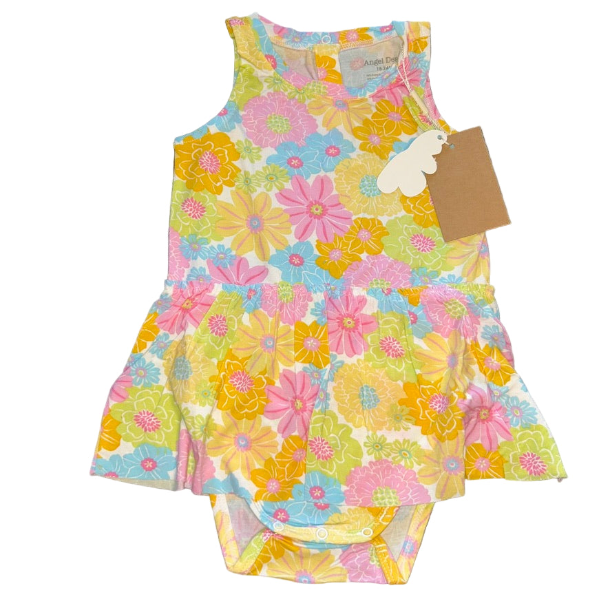 Sunny Dahlias Sleeveless Skirted Bodysuit