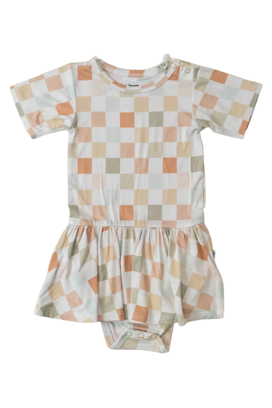 Muted Checkers Bodysuit Twirl Dress