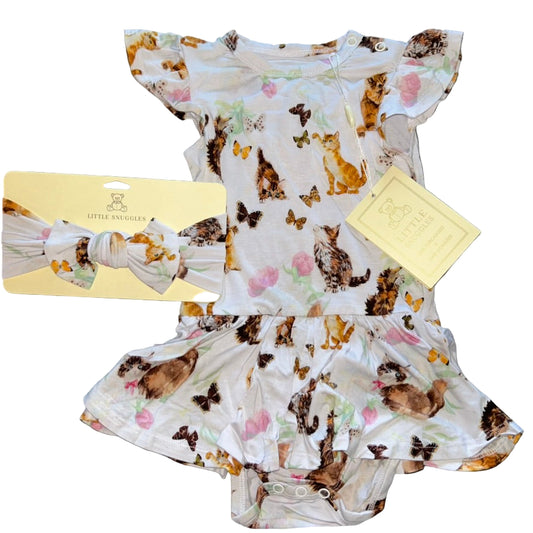 Playful Kittens Bodysuit Twirl Dress