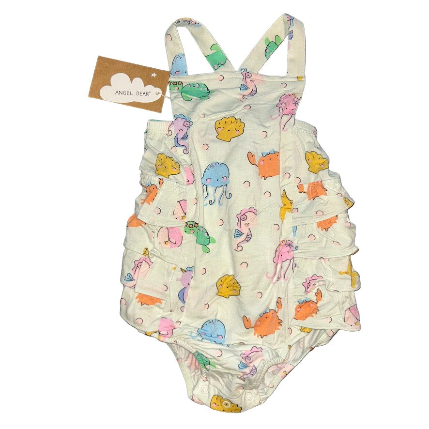 Cute Sea Creatures Ruffle Sunsuit Bubble Romper