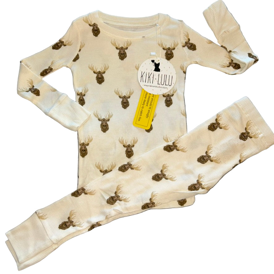 Waffley Cute Moose (Waffle Knit) Long Sleeve Set