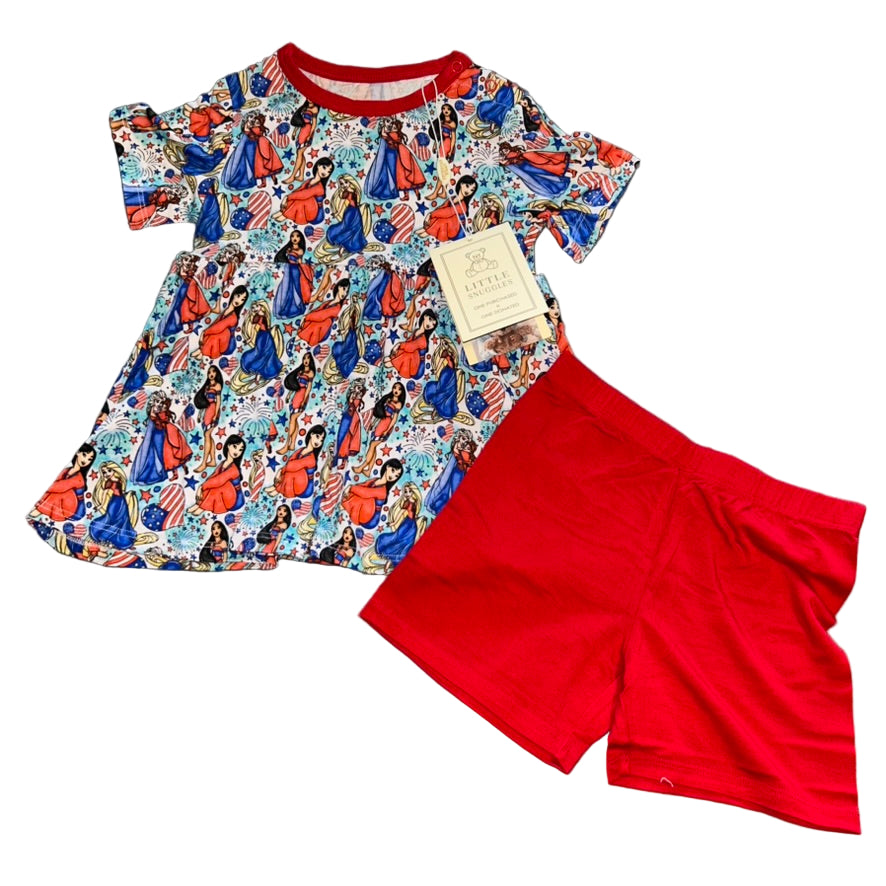 American Princess Peplum Top and Shorts Set