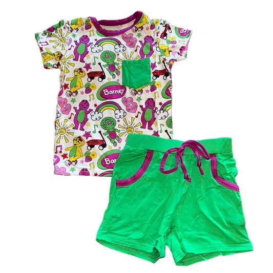 Purple Dinosaur Daywear Shorts Set