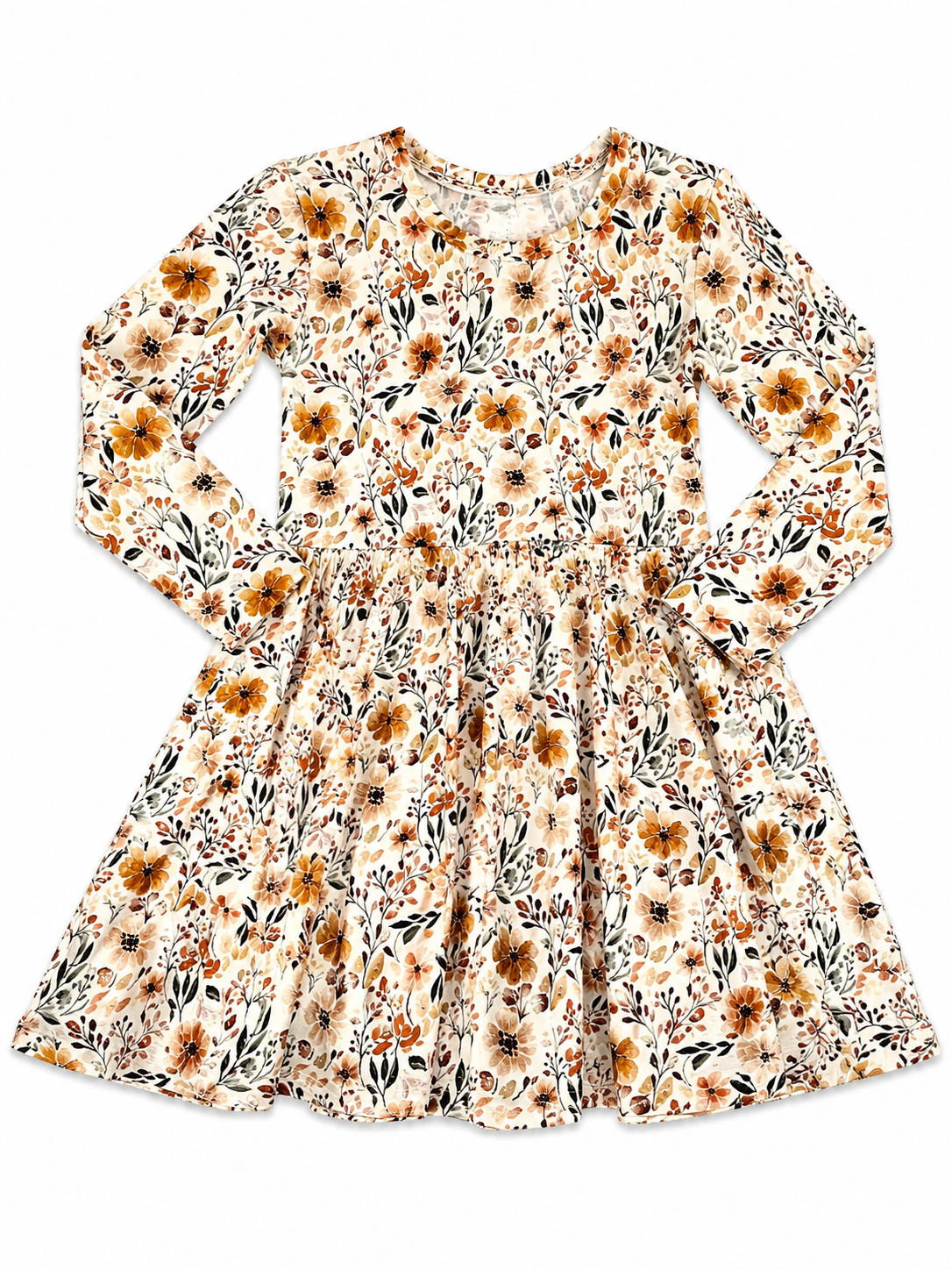Cottage Blooms Long Sleeve Twirl Dress
