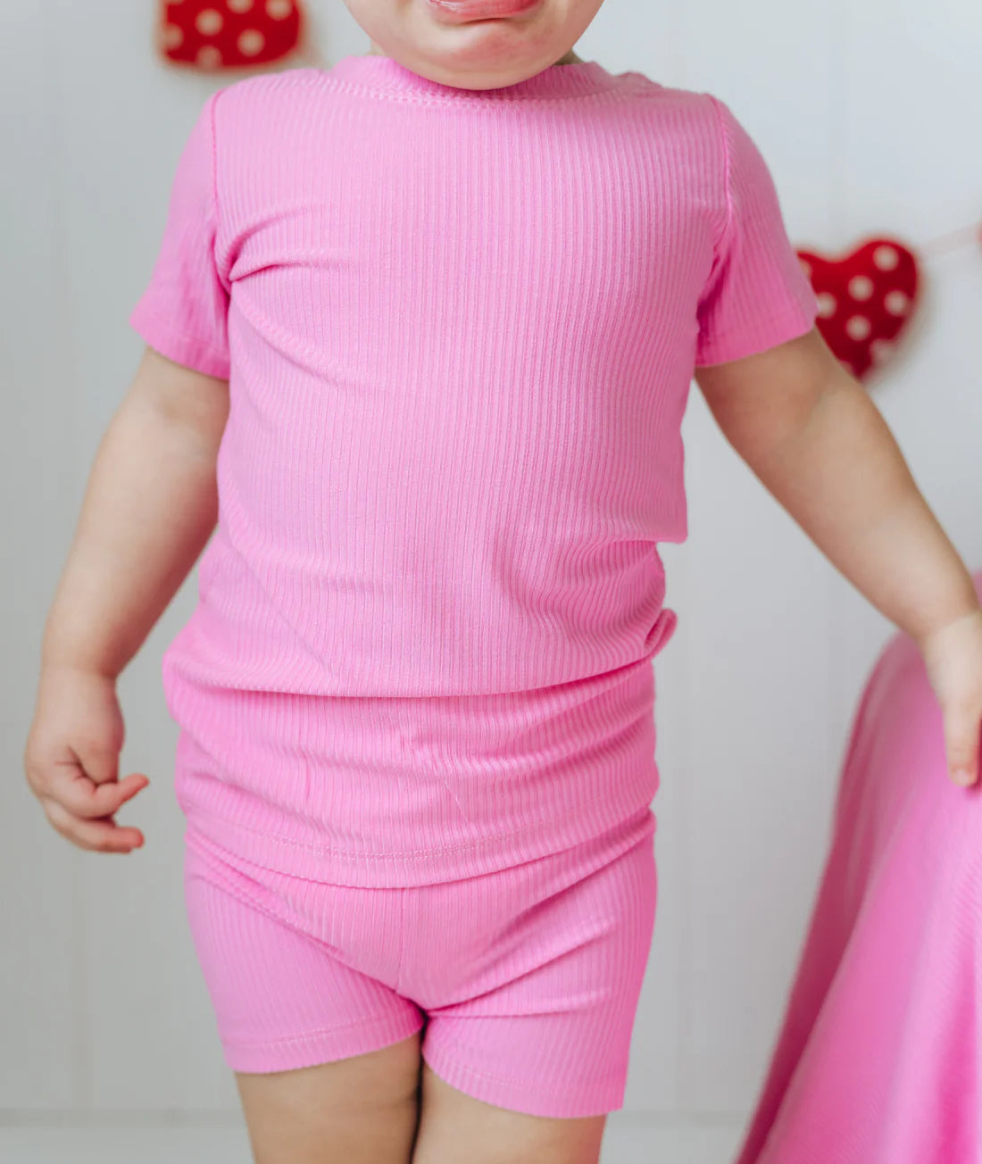 Bubblegum Ribbed Shorts Set