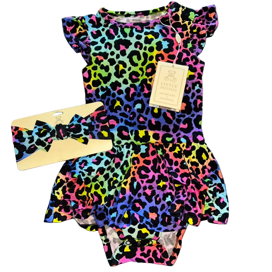 Lizzy Leopard Bodysuit Twirl Dress