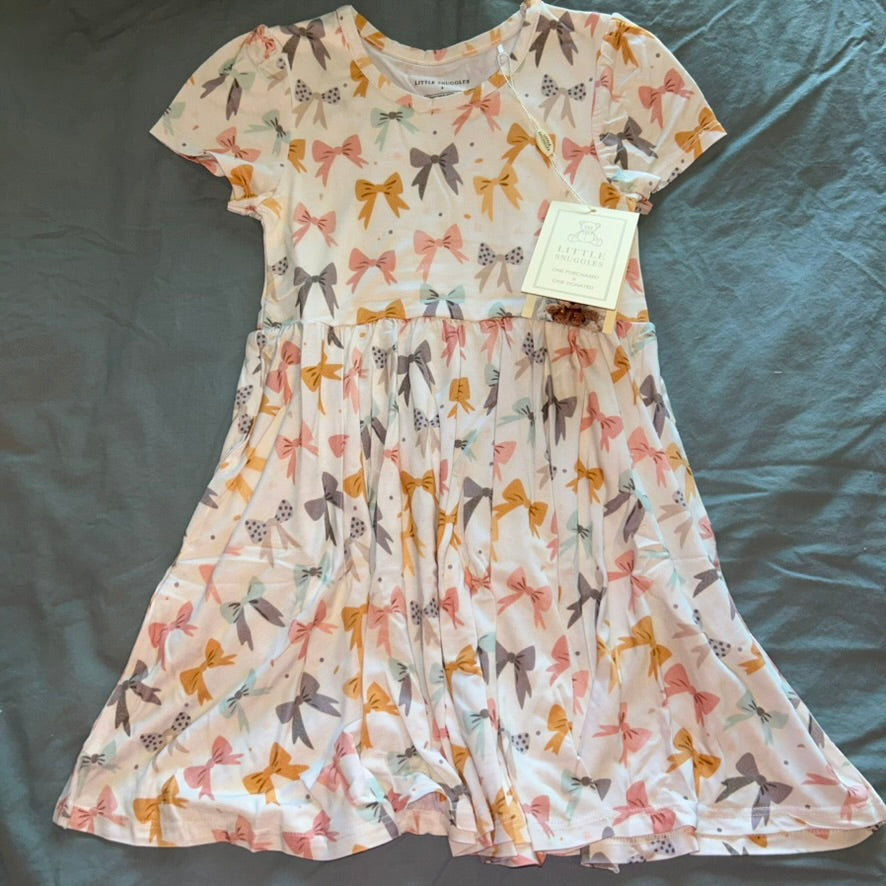 Blooming Bows Short Sleeve Twirl Dress
