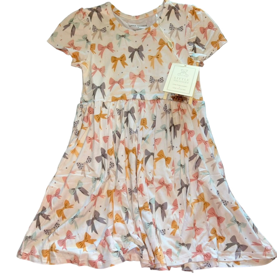 Blooming Bows Short Sleeve Twirl Dress