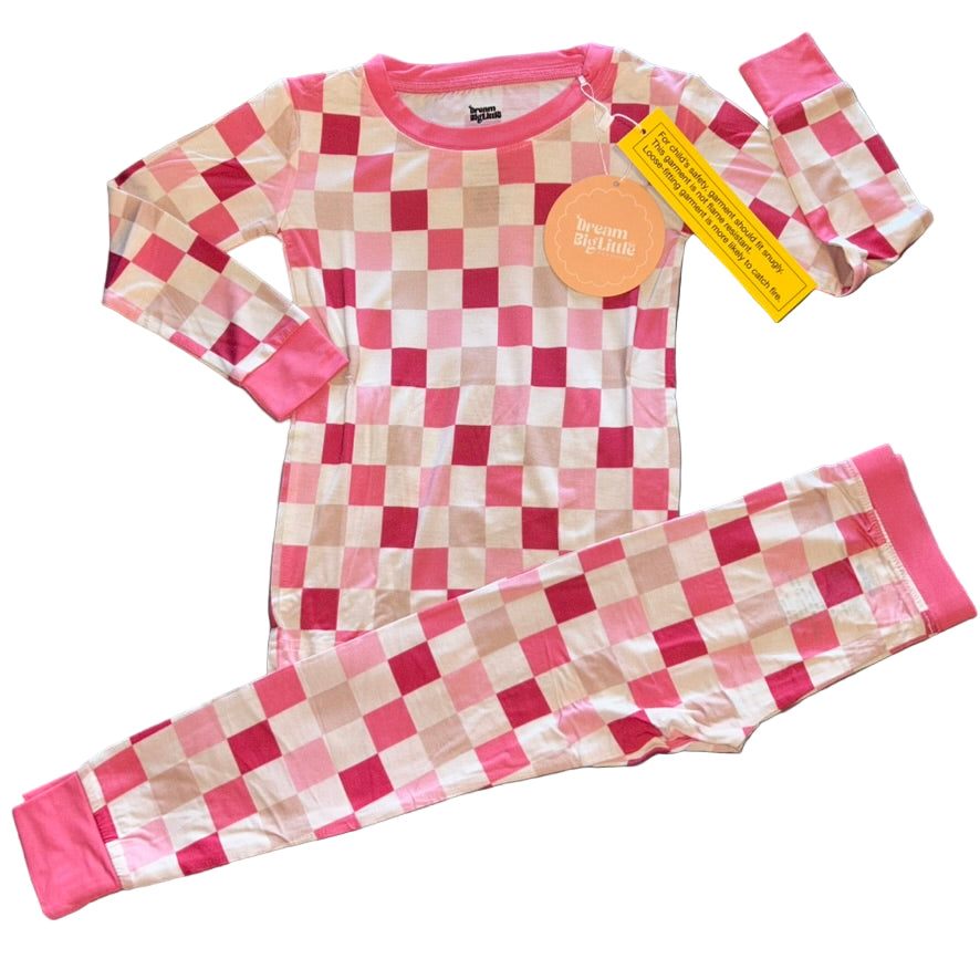 Dreamy Pink Checkers Long Sleeve Set