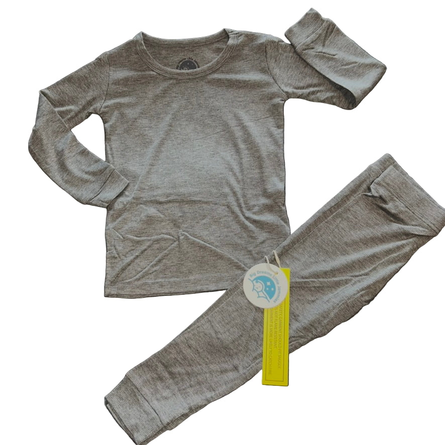 Heather (Gray) Ribbed Long Sleeve Set