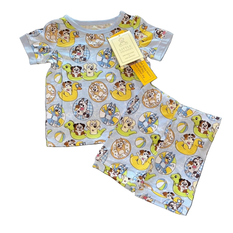 Blue Pool Pups Shorts Set