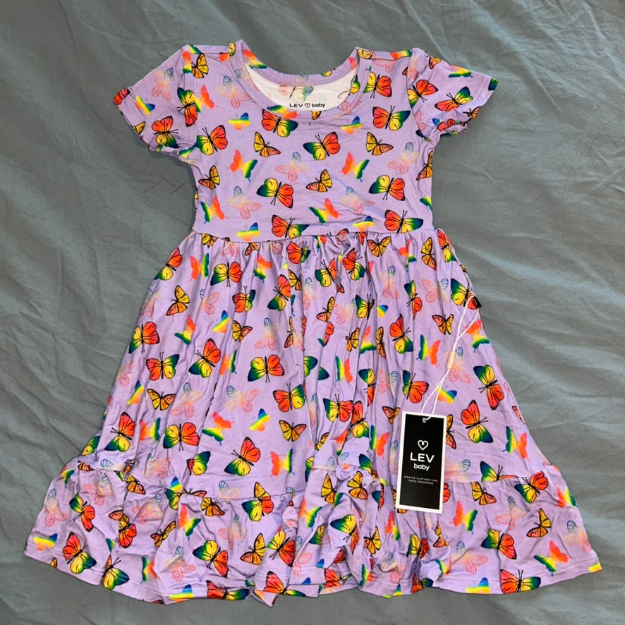 Jordana (Butterflies) Short Sleeve Twirl Dress