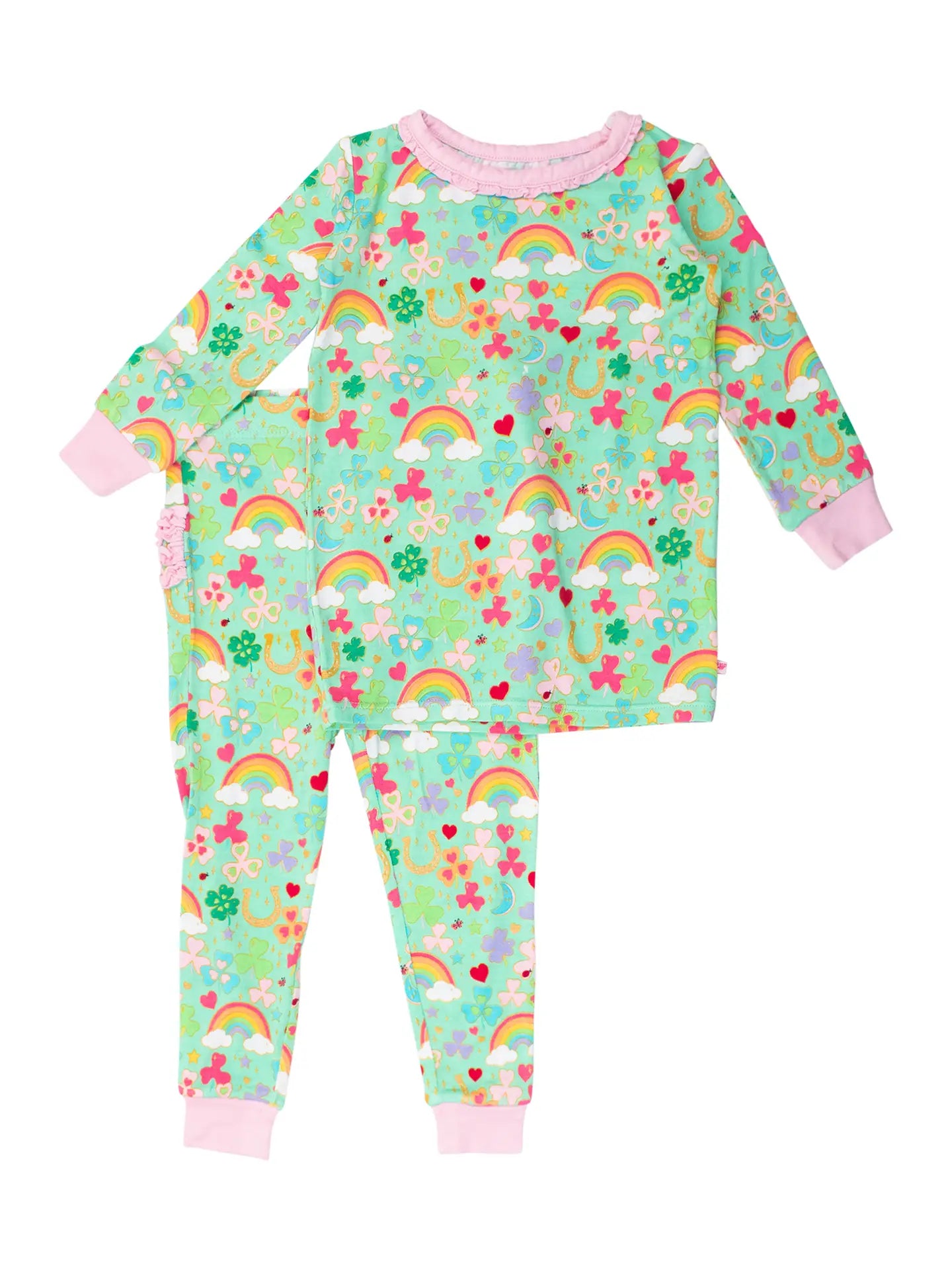Green Lucky Day Ruffled Long Sleeve Set