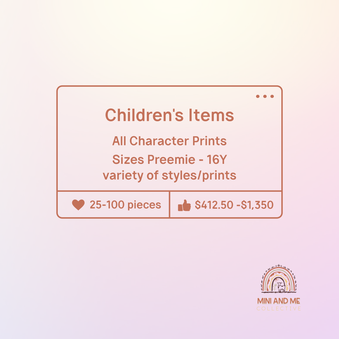 Reseller Bundles (ALL CHARACTERS - Children's Items)