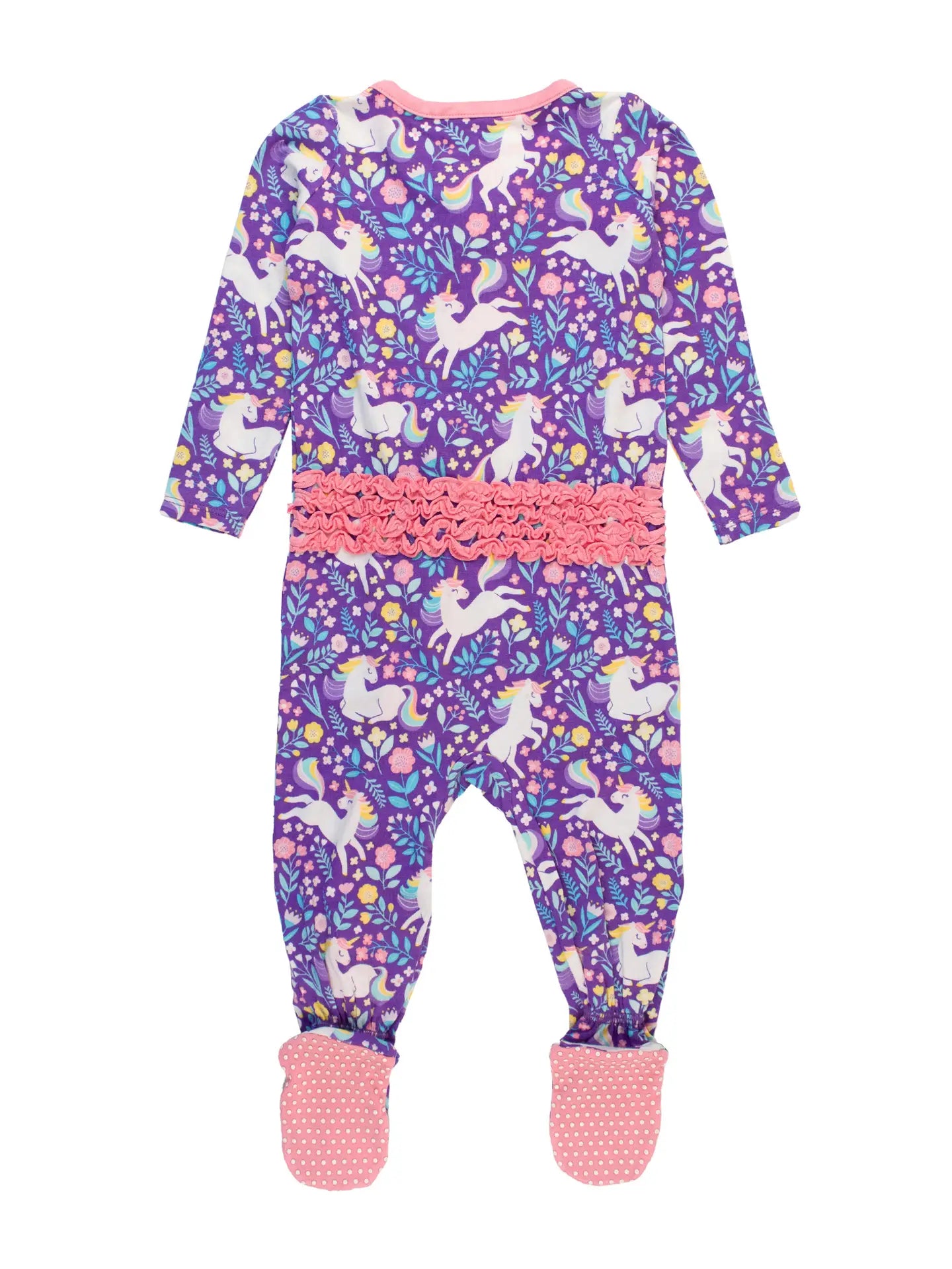 Unicorn Meadow Ruffled Footie