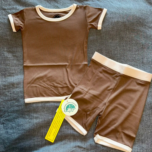 Hot Cocoa (Brown) Ribbed Ribbed Shorts Set