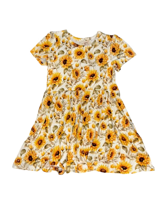 Sunflowers Short Sleeve Twirl Dress