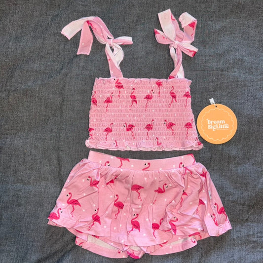 Flocking Flamingos Smocked Skort Set