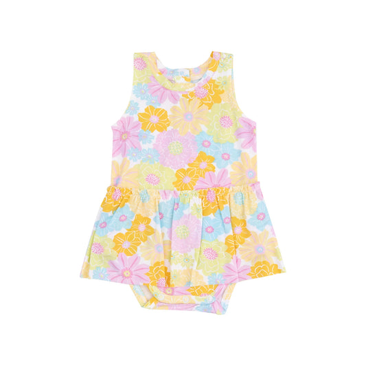 Sunny Dahlias Sleeveless Skirted Bodysuit