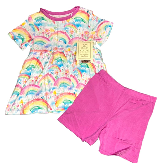 Summer Rainbows Peplum Top and Shorts Set