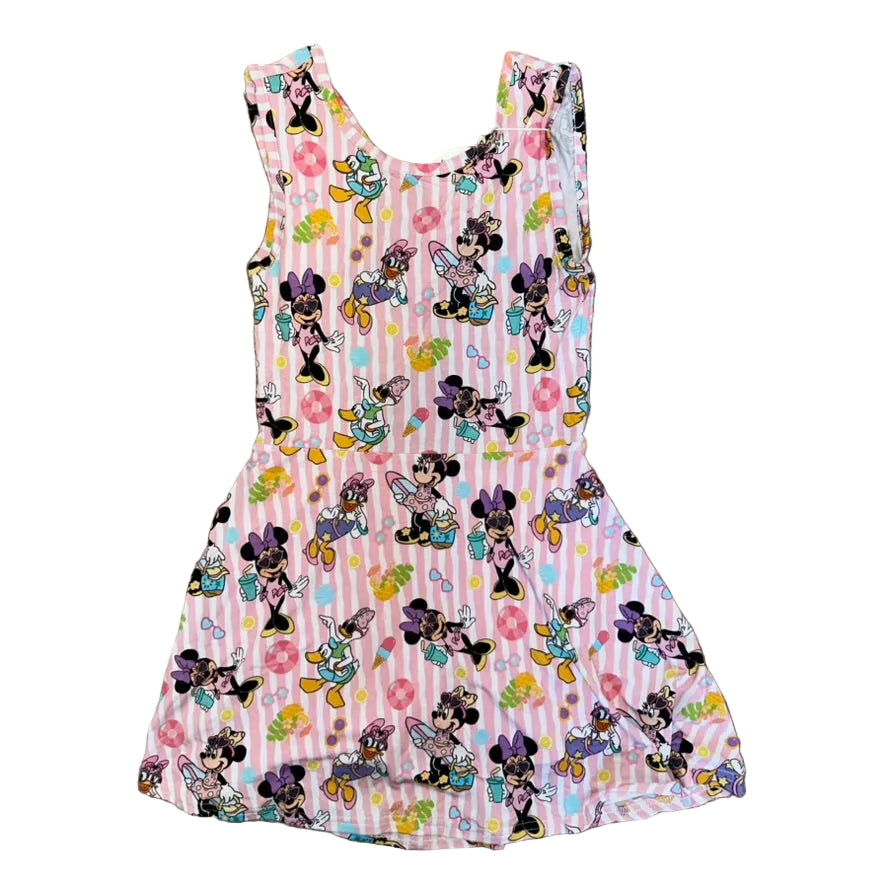 Clubhouse Beach Day Twist Back Sleeveless Twirl Dress