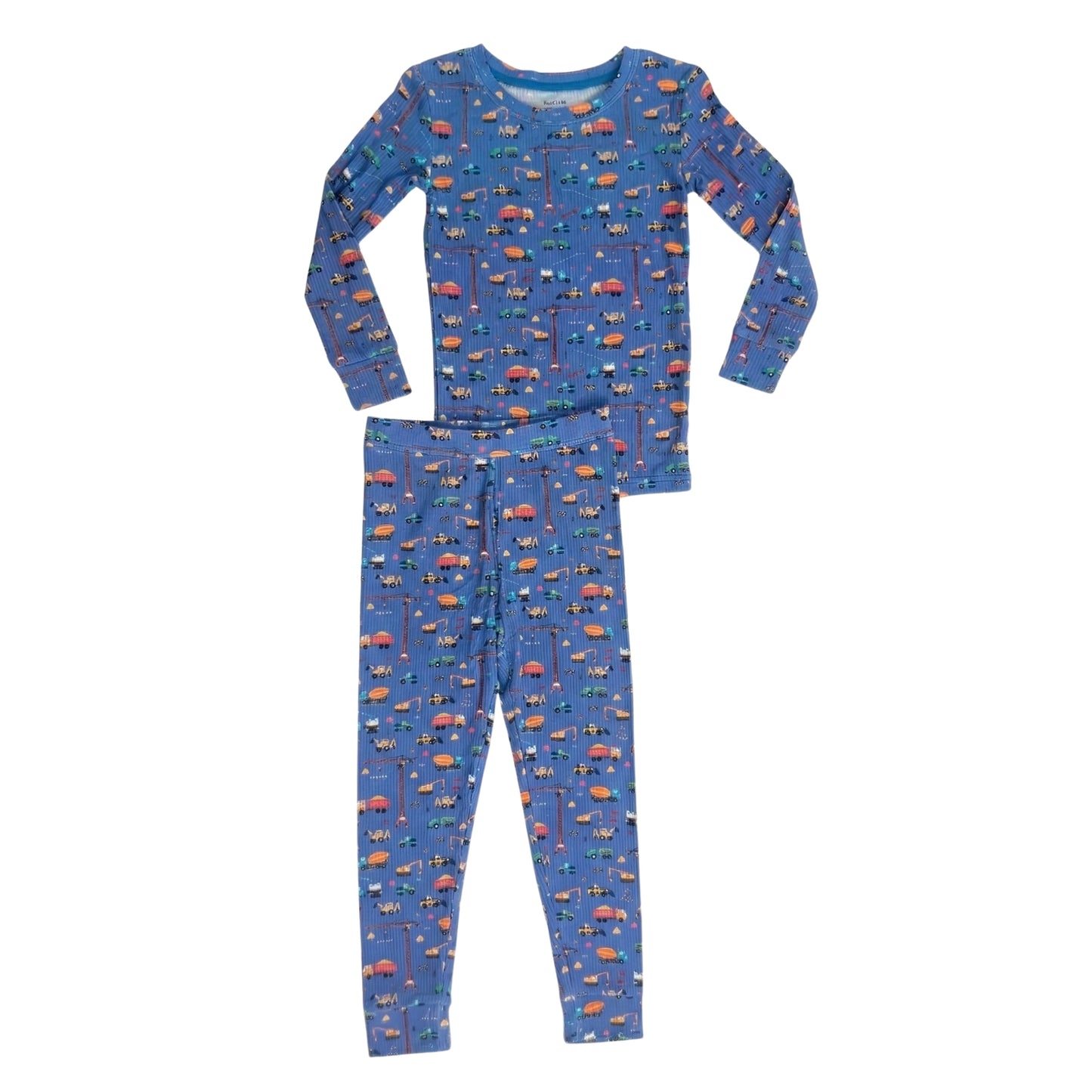 Blue Construction Ribbed Long Sleeve Set