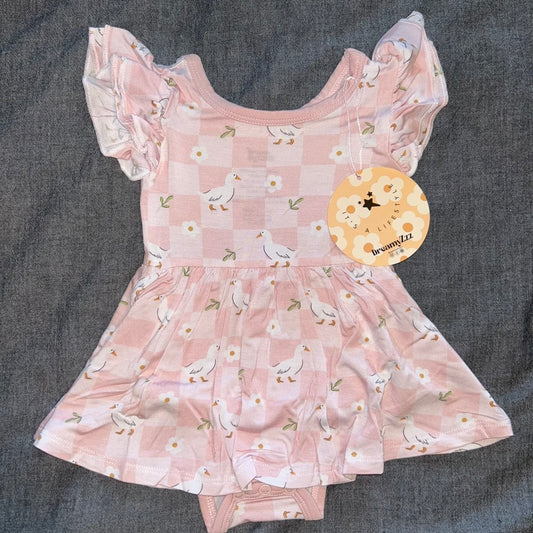 Ducks and Daisies Bodysuit Twirl Dress